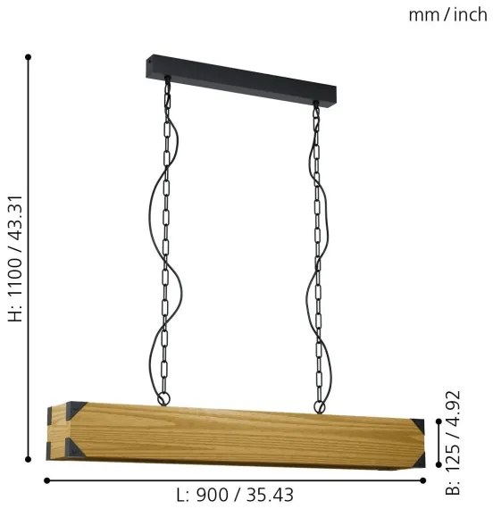Eglo 43159 - Lustră pe lanț HARBOROUGH 4xE27/40W/230V