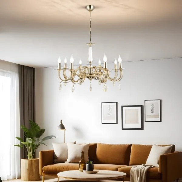 Candelabru cu lanț CASTRO, 8xE14/40W/230V, auriu