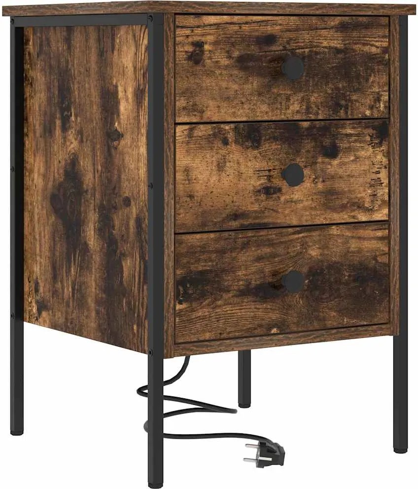 vidaXL Dulap de noapte Stejar fumuriu 42 x 41 x 61 cm Lemn compozit