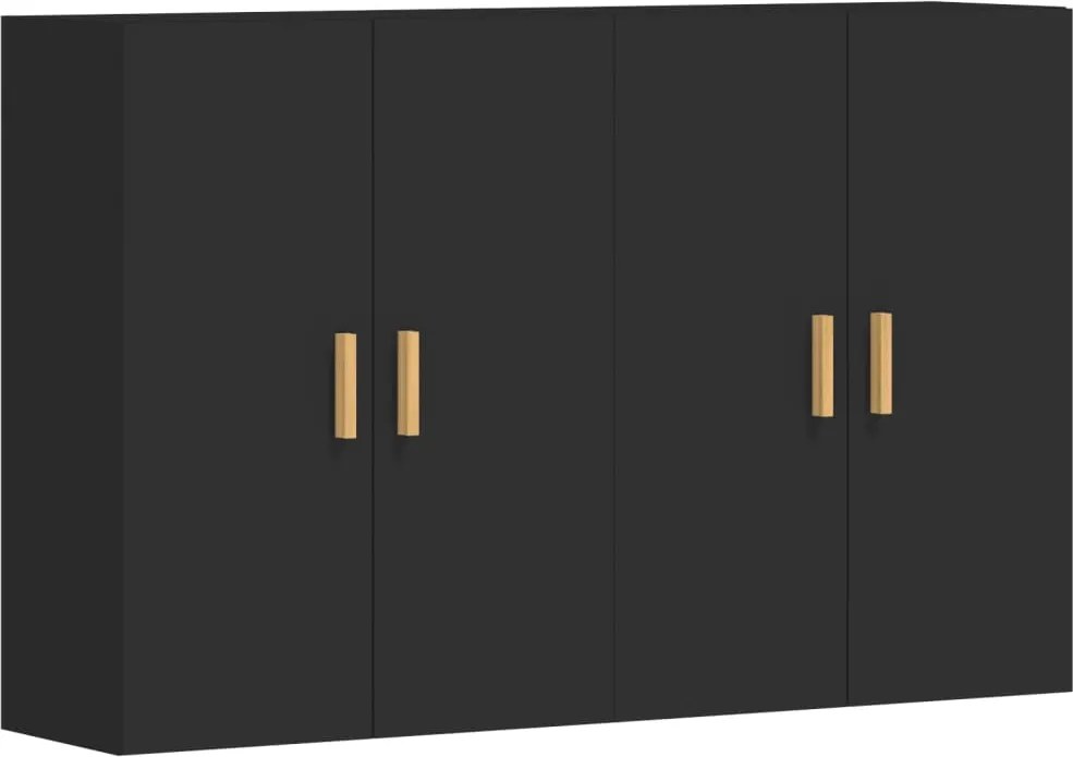 vidaXL Dulapuri montate pe perete, 2 buc, negru, lemn prelucrat