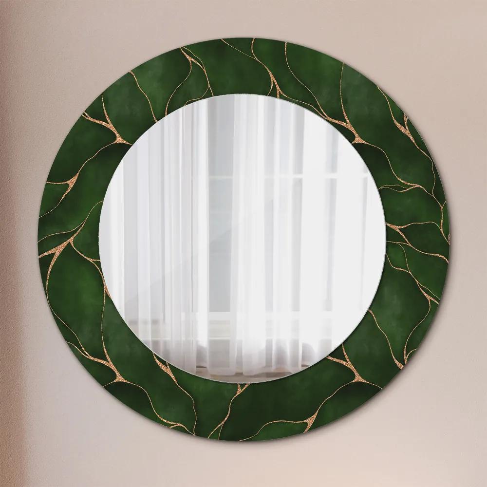 Oglinda rotunda rama cu imprimeu Frunză abstractă