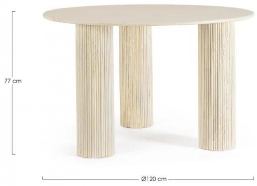 Masa dining pentru 6 persoane crem din lemn de Mango, ∅ 120 cm, Dacca Bizzotto