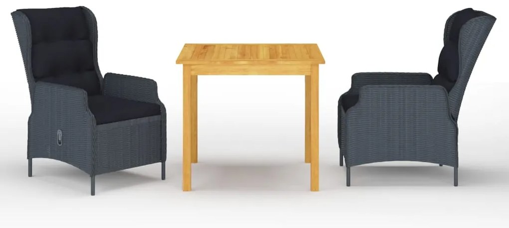 vidaXL Set mobilier pentru grădină, 3 piese, gri închis