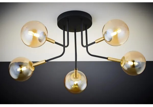 Lustră pe tijă Jupiter 2038 BURANO 5xG9/10W/230V negru/auriu/bej