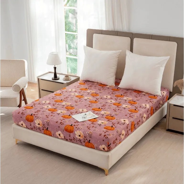 Cearsaf din microfibra PUMPKINS ROSAVIE staroroz 180x200 cm