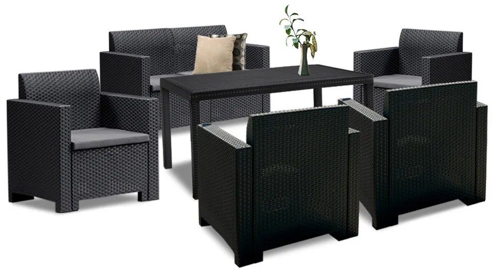 Set mobilier de grădină Nero IV cu 6 locuri, grafit