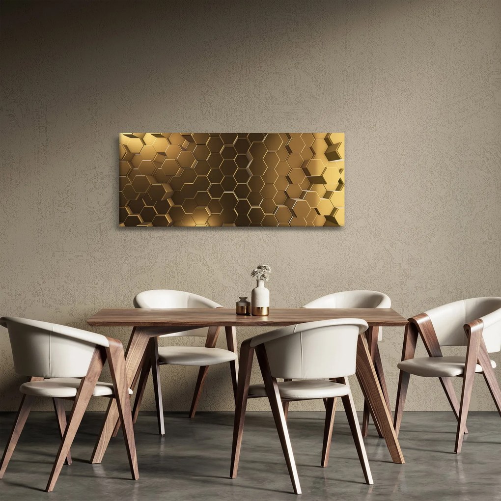 Tablou - Hexagoane verzi (120x50 cm)