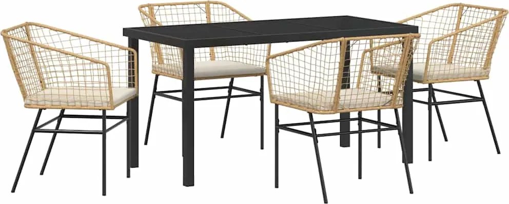 vidaXL Set de masă pentru grădină 5 pcs Maro poliratan