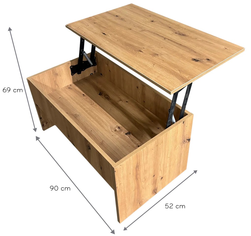 Masa Extensibila Laptop, Intaltime Reglabila, Mobiref, 90 x 52 x 69 cm, PAL Stejar Artisan 18 mm