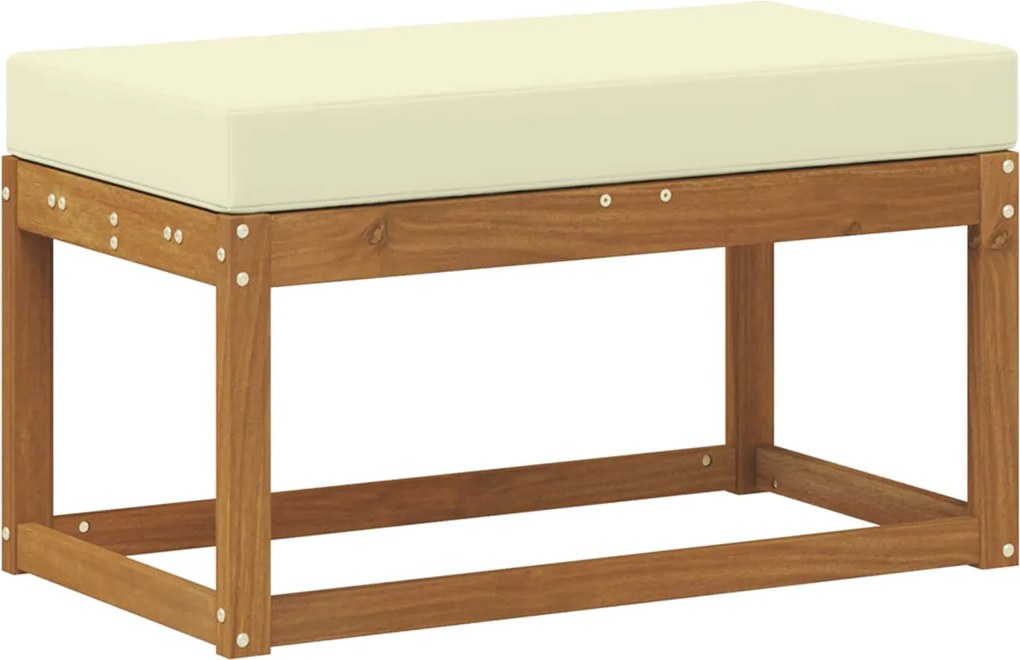 vidaXL Bancă Exterioară cu pernă Natural și Crem 79 x 43 x 37 cm