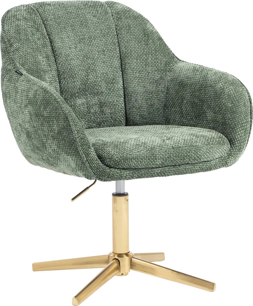 HR2055CROSS Scaun Verde Salvie Grid Premium cu Bază Aurie