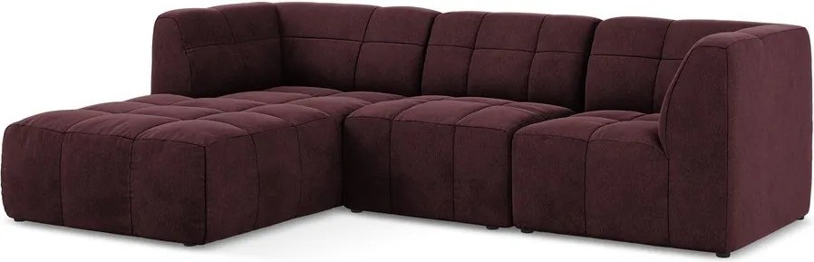 Colțar burgundy cu tapițerie din catifea (cu colț pe partea stângă/cu șezlong) Aloha – Makamii