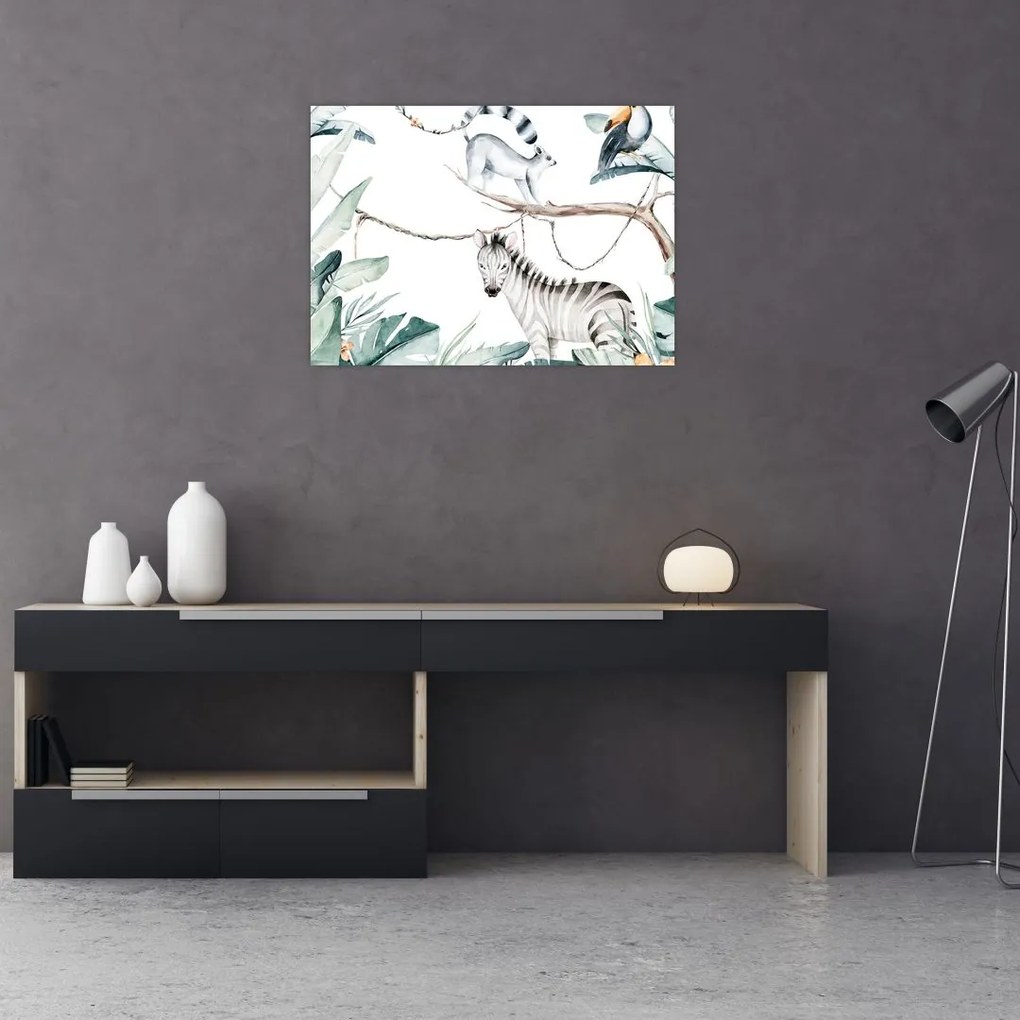 Tablou pe sticlă - Animale exotice (70x50 cm)