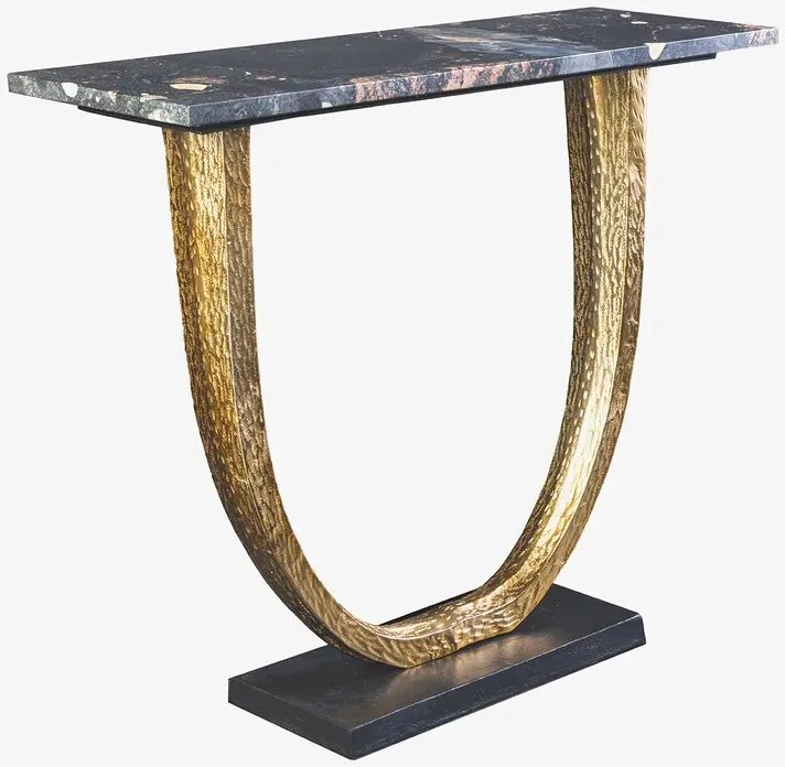 Consola lucrata manual, Marmura, Negru, Auriu, OMEGA 80cm