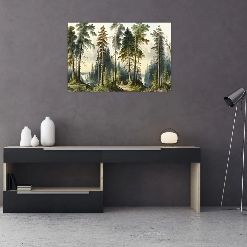 Tablou - Peisaj de epocă de păduri (90x60 cm)