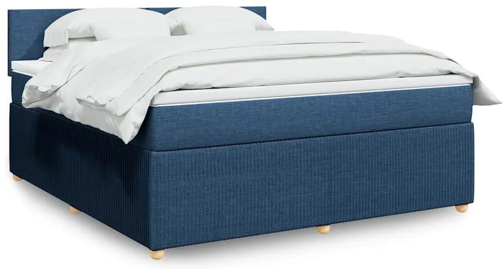 vidaXL Pat box spring cu saltea, albastru, 180x200 cm, material textil