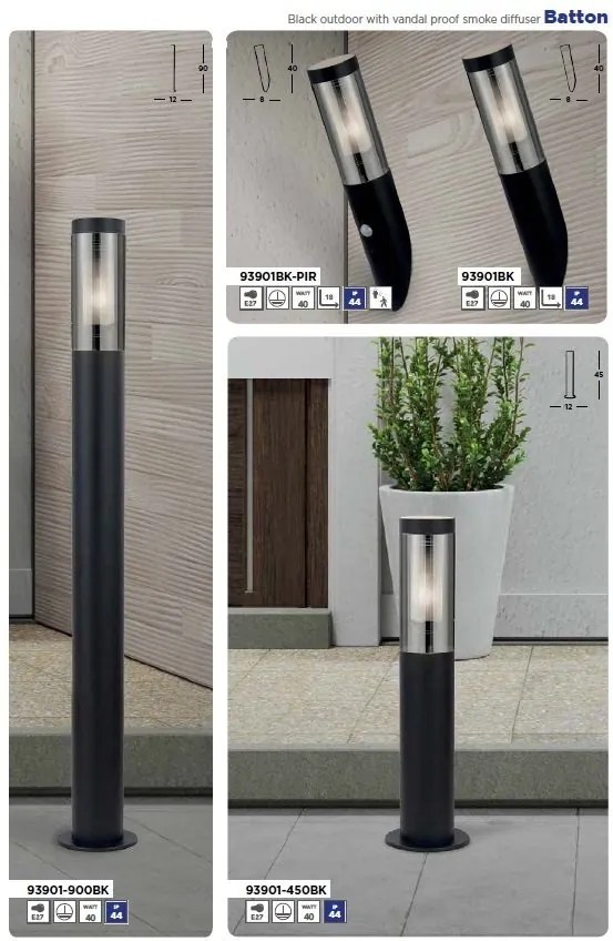 Aplica de perete de exterior IP44 cu senzor de miscare Batton