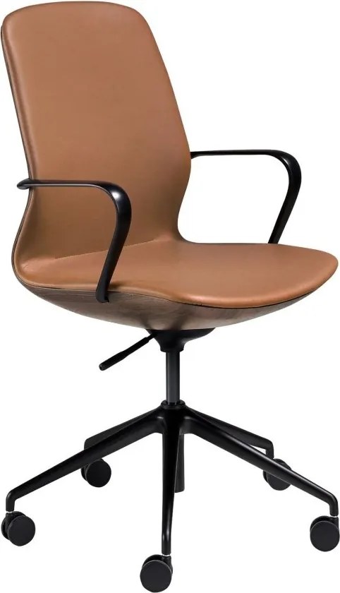 Scaun de birou modern piele sintetica si furnir de nuc Brown