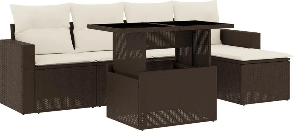 vidaXL Set canapele de grădină cu perne, 6 piese, maro, poliratan