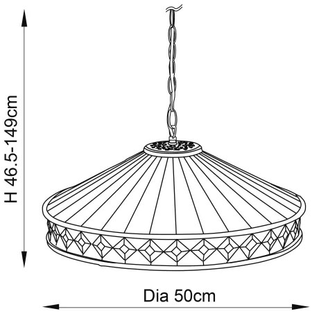Endon 64147 - Candelabru cu lanț Tiffany FARGO, 1xE27/60W/230V, Ø 50 cm