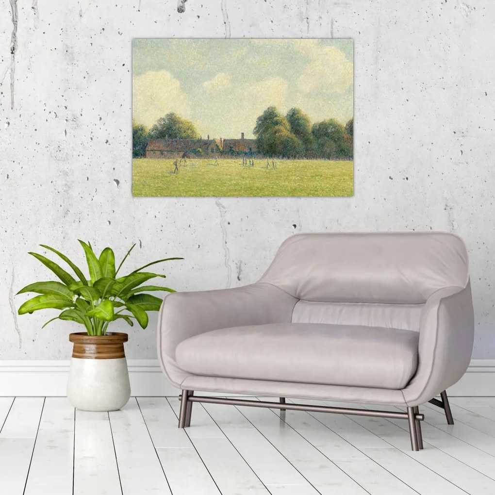 Tablou pe sticlă - Camille Pissarro, Hampton Court Green, reproducere (70x50 cm)