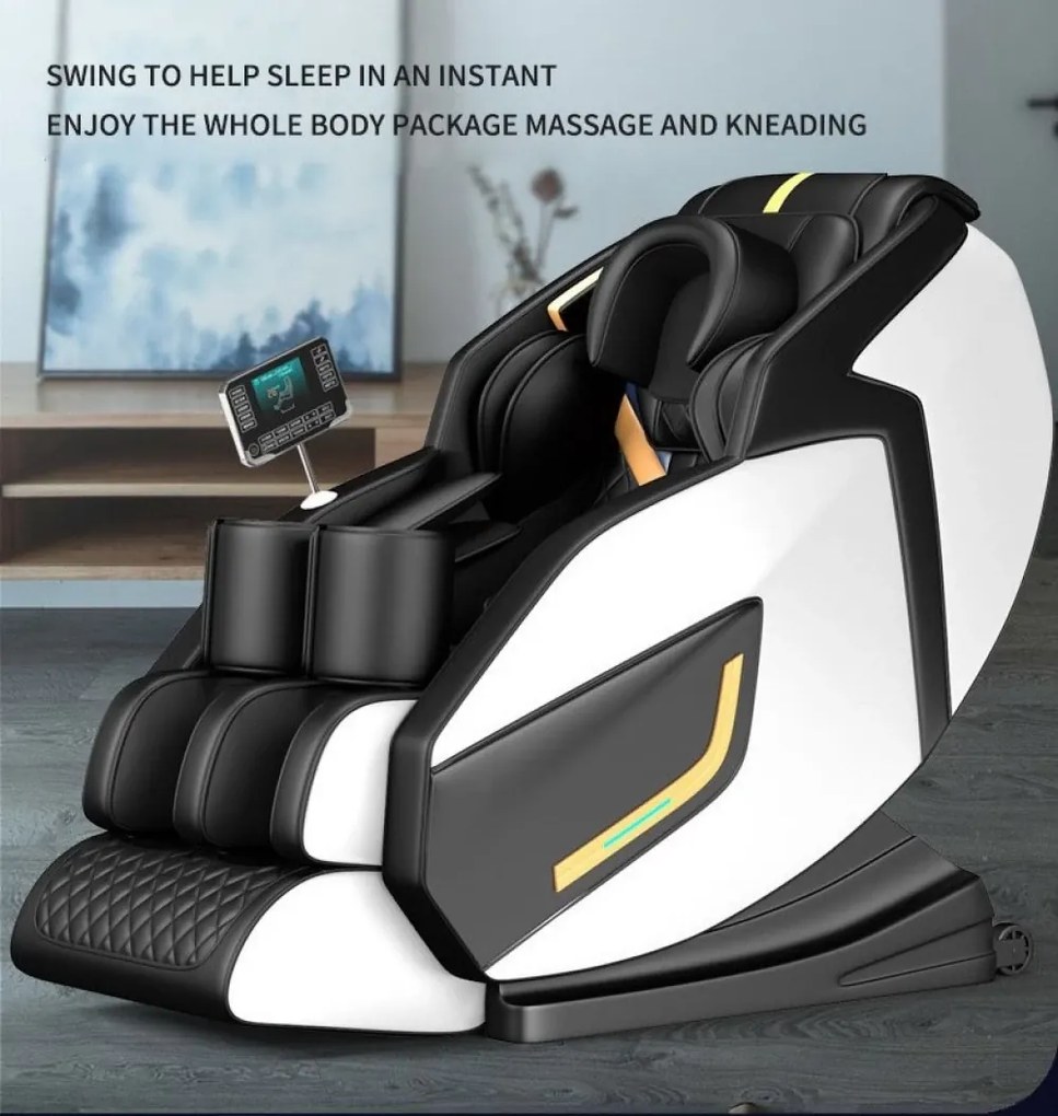Fotoliu de Masaj FELIX, cu Incalzire, capete de masaj cu JAD, Bluetooth, Zero Gravity, 2 Boxe, Moduri Automate, Suport picioare extensibil, Display, Piele Ecologica Premium, Negru