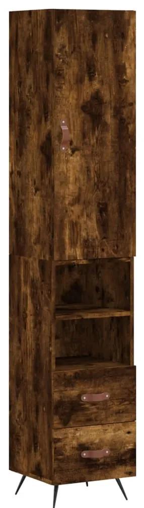 3198894 vidaXL Dulap înalt, stejar fumuriu, 34,5x34x180 cm, lemn prelucrat