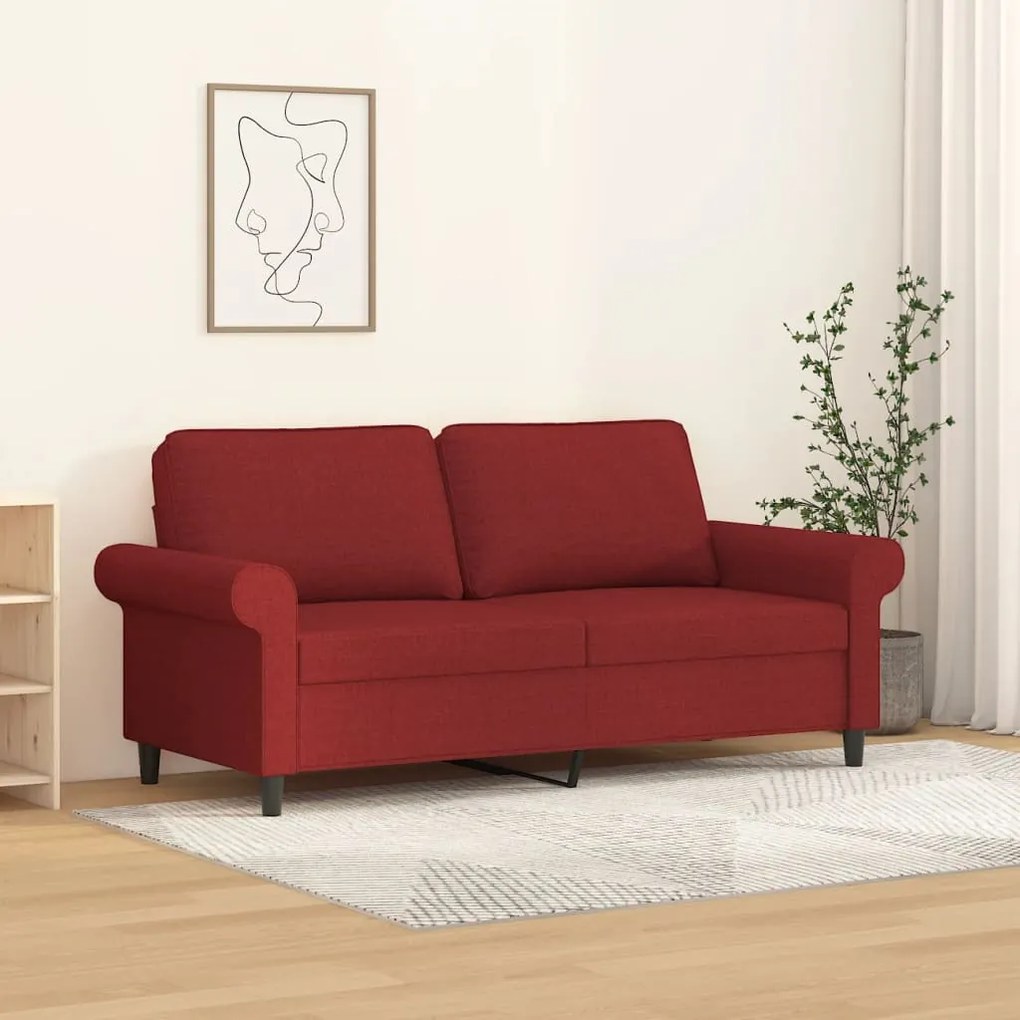 349199 vidaXL Canapea cu 2 locuri, roșu vin, 140 cm, material textil
