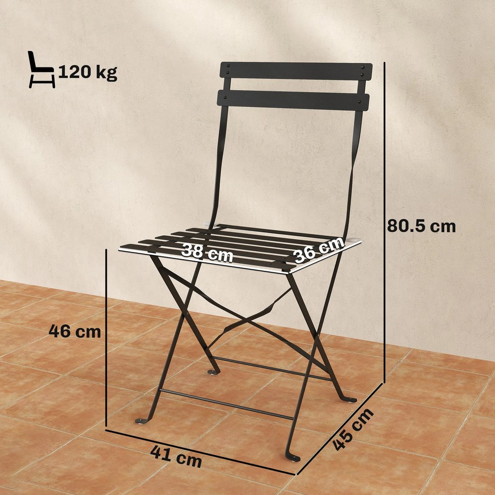 Outsunny Set de 2 Scaune de Grădină Pliabile cu Șezut cu Lamele | Aosom Romania
