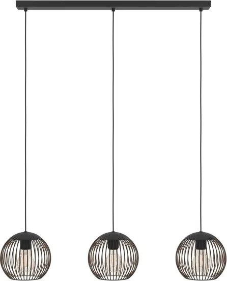 Eglo 901869 - Lustră suspendată pe cablu ALMANZORA, 3xE27/60W/230V, neagră
