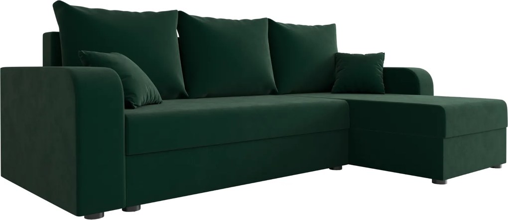 Coltar extensibil de colt VALERIO, verde inchis, reversibil, 238x140 cm + 2 perne GRATUIT