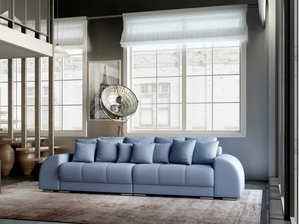 Canapea extensibilă dumonde cu 2 lăzi de depozitare si sezut confortabil din spuma high-density, Verona Enjoy Blue 310x100 cm