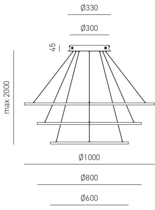 Lustra LED circulara cu 3 inele 100/80/60cm ERIKA