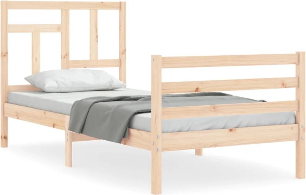 vidaXL Cadru de pat cu tăblie, 90x200 cm, lemn masiv