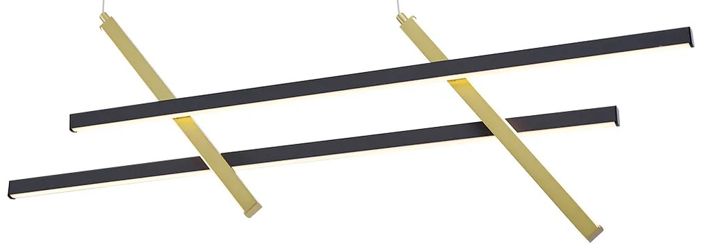 Lampă suspendată de design neagră cu auriu, cu LED reglabil în 3 trepte - Joy