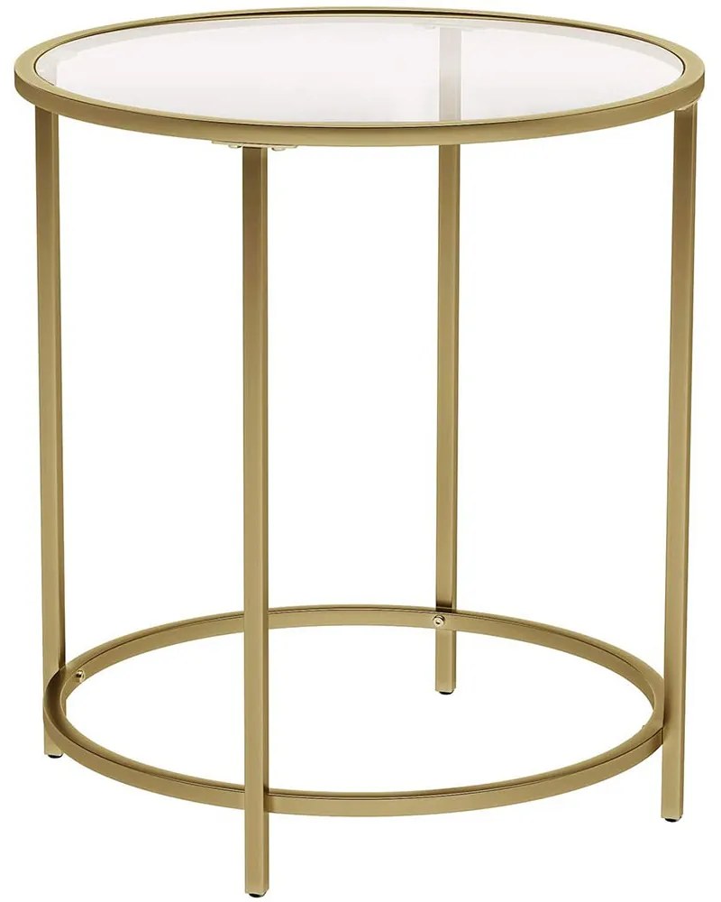 Masuta Alette, 50x55 cm, blat sticla securizata, cadru metal auriu