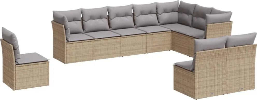 vidaXL Set canapele de grădină cu perne, 10 piese, bej, poliratan
