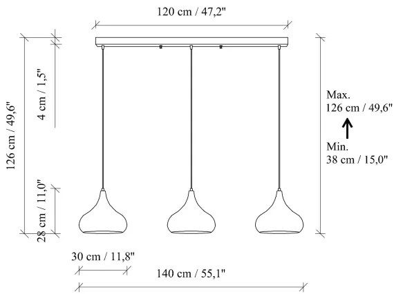 Lustră suspendată pe cablu MUBA 3xE27/40W/230V, finisaj cupru