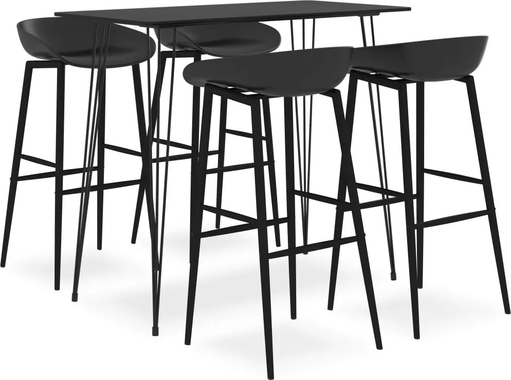 vidaXL Set mobilier de bar, 5 piese, negru