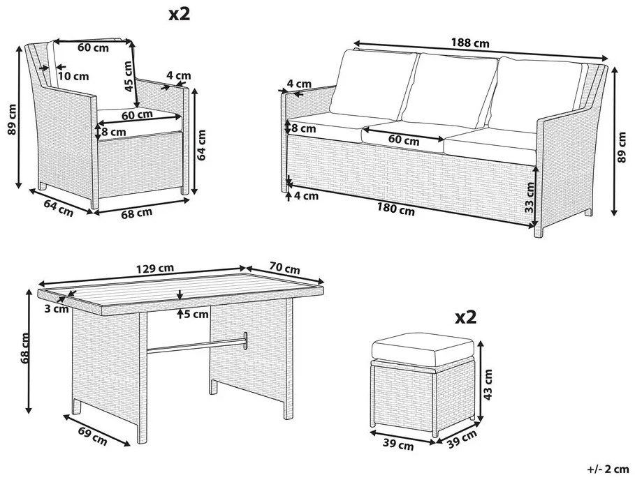 Set mobilier de grădină Francesca (maro). 1078971