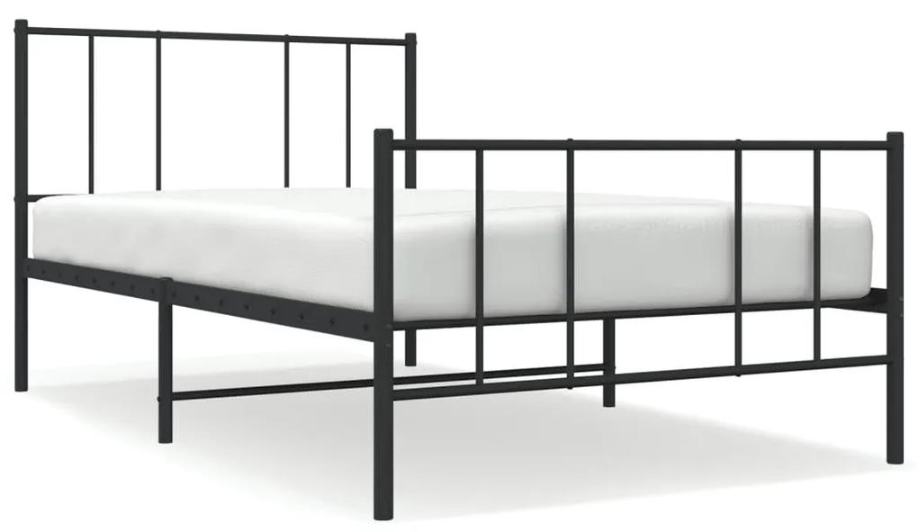 352491 vidaXL Cadru pat metalic cu tăblii de cap/picioare, negru, 90x200 cm