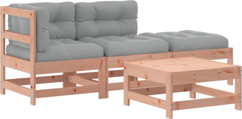 vidaXL Set mobilier de grădină cu perne, 4 piese, lemn masiv douglas