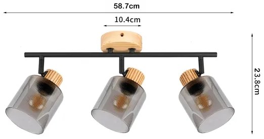 Brilagi - Corp de iluminat tip spot HYGGE, 3x E14, 15W, 230V, lemn/fumuriu