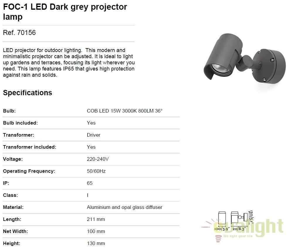 Aplica tip proiector LED iluminat exterior design modern FOC-1 70156