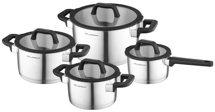 Set oale inox Florina Chef, inox, baza dubla, 16, 18, 20 si 24 cm, 1.8l, 2.5 l, 3.5l, 6 l