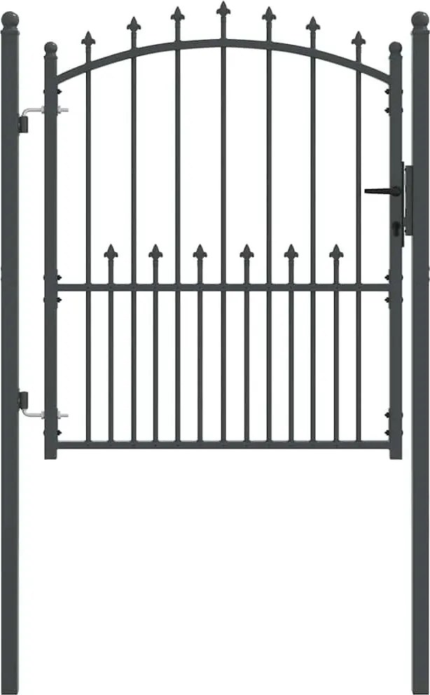 vidaXL Poartă de gard cu țepi Gri 125 x 100 cm Oțel vopsit în pulbere