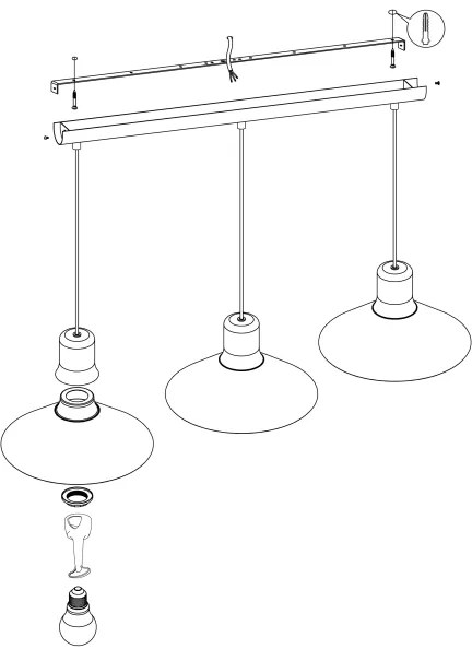 Lustră pe cablu ABREOSA 3xE27/28W/230V Eglo 99512