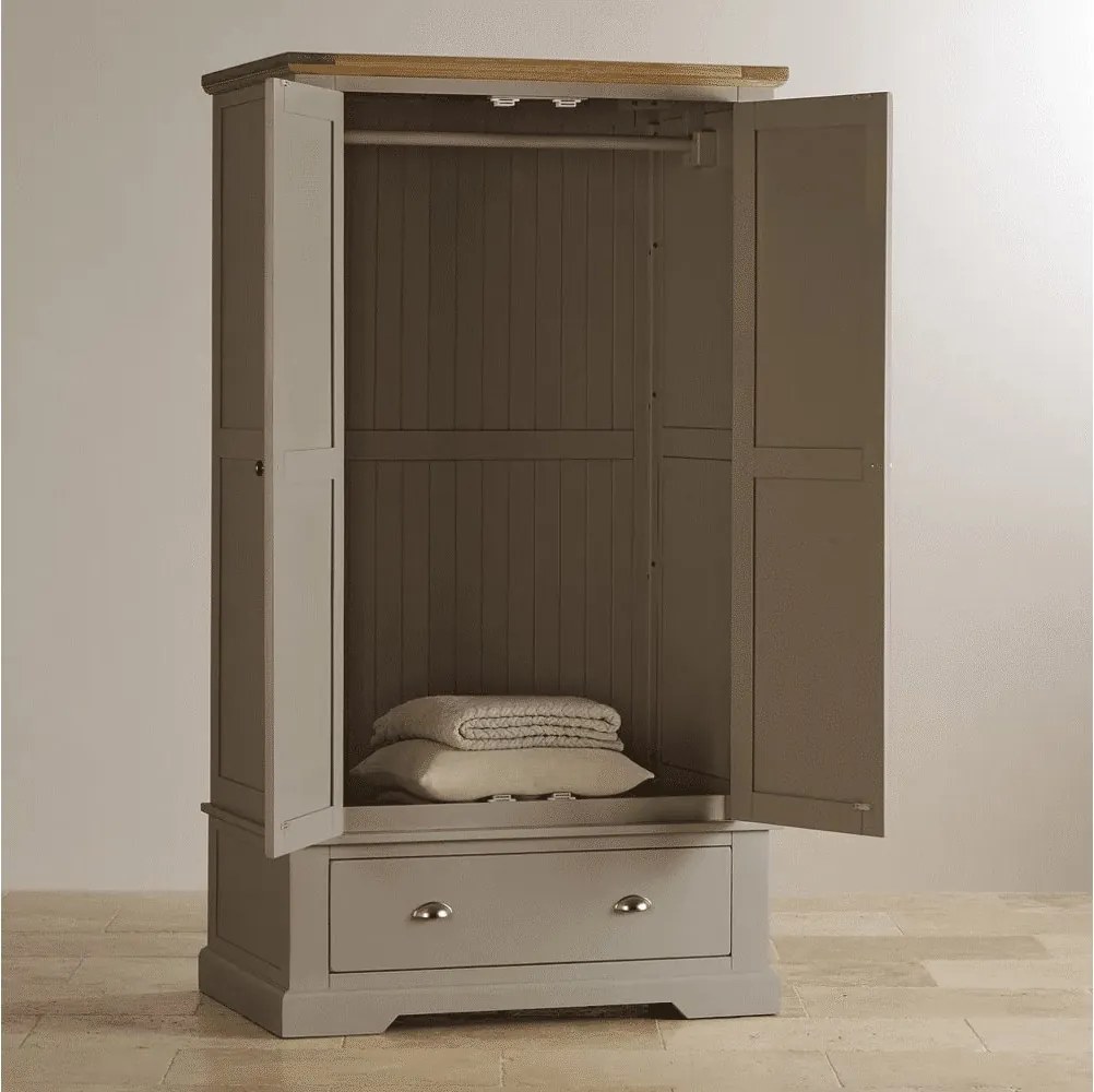 Dulap lemn masiv gri Ives Personalizabil, 104 × 66 × 189 cm