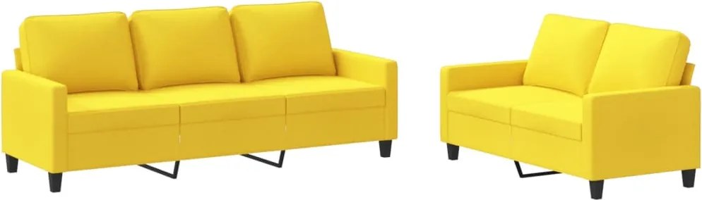 vidaXL Set de canapele cu perne, 2 piese, galben deschis, textil