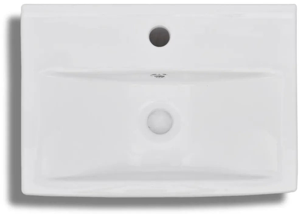 Chiuveta baie alb ceramica dreptunghiular loc robinet preaplin Alb